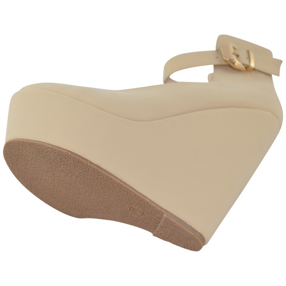 Women Platform Wedge Shoe Ankle Strap Buckle AVA72 - Picture 4 of 4